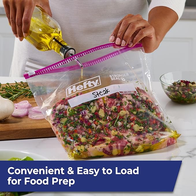 Hefty Slider Kitchen Storage Bags, Gallon Size, 66 Count