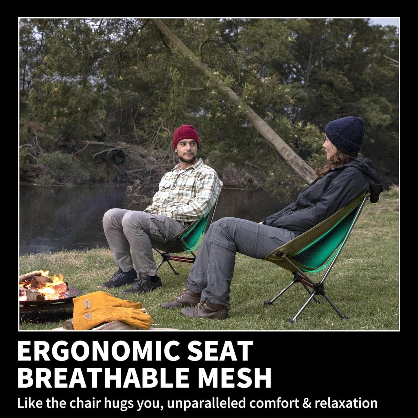 Naturehike YL08 Ultralight Camping Chair, 2.12 LBS Portable Backpacking Chair with Anti-Sinking Feet, Lightweight Compact Collapsible Camp Chair Folding Hiking Chair