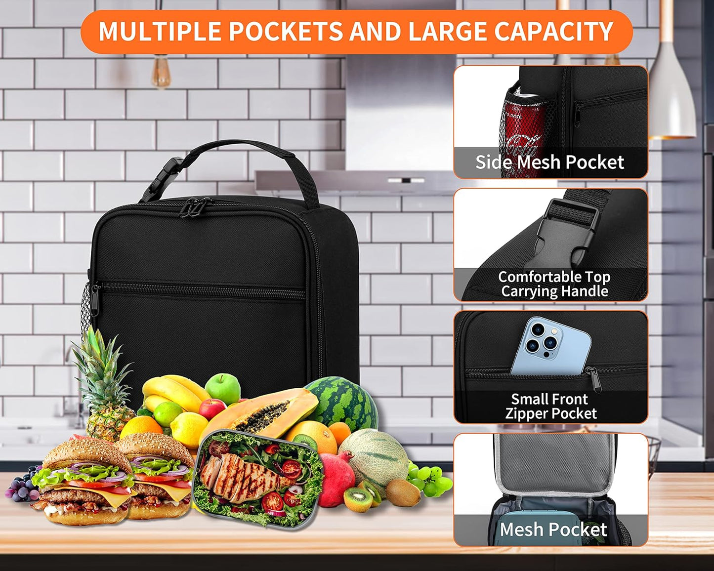 Lunch Box for Men - Reusable Lunch Bag Men Adult Women- Insulated Small LunchBox
