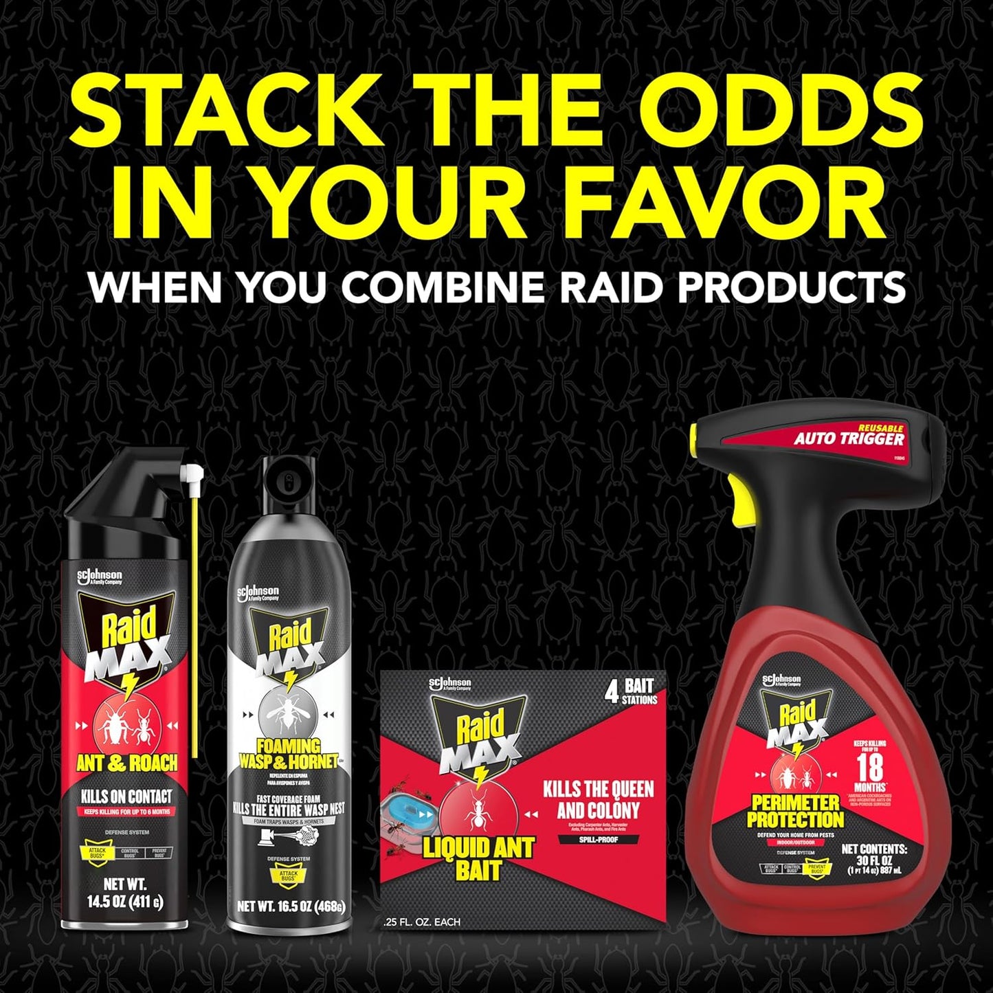 Raid Max Liquid Ant Bait; Kills Ants Where They Breed, for Indoor and Outdoor Use; 12 Bait Stations