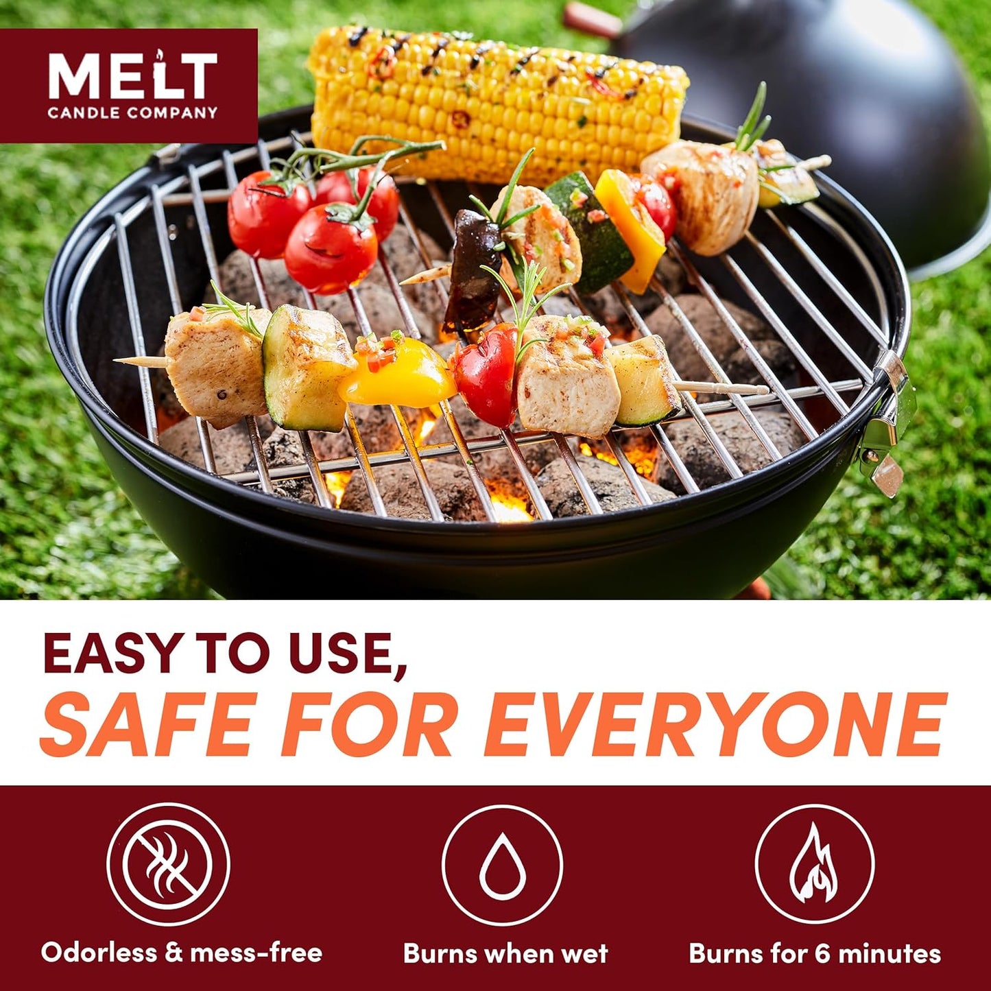 Melt Candle Company Fire Starter Squares, 160 Pieces - Fire Starters Kit for Campfires, Grill, Outdoor Fire Pit, Fireplace, BBQ - Water Resistant & Odorless - Camping Accessories