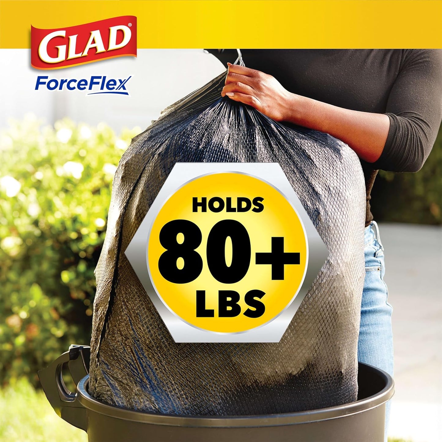 Glad ForceFlex Heavy Duty Trash Bags With Clorox, Mountain Air, 30 Gal, 50 Ct (Package May Vary)