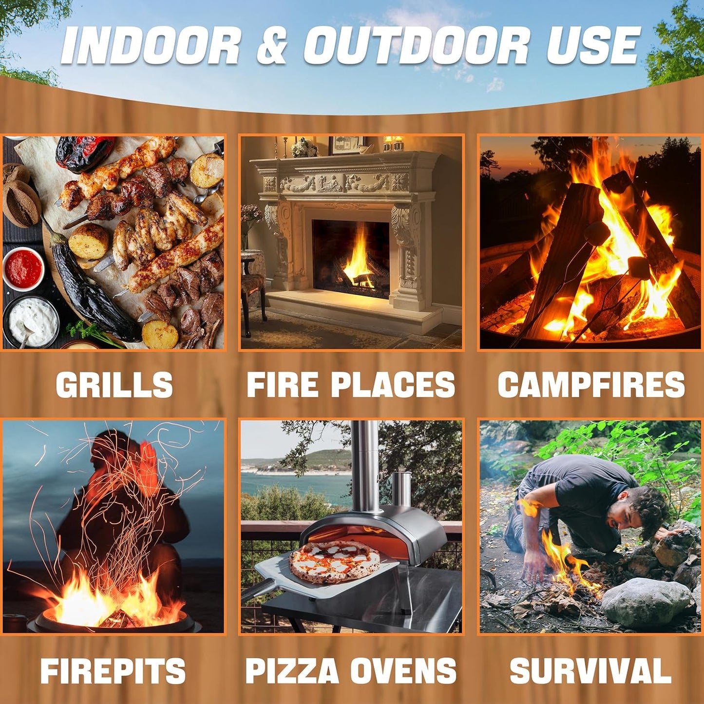 Shwuevei 65 pcs Fire Starter - Natural Fire Starters for Fireplace, Pellet Stove & Wood, Fire Pit, Smoker, BBQ, Chimney, Pizza Oven - Fire Starters for Grill, Charcoal Starter