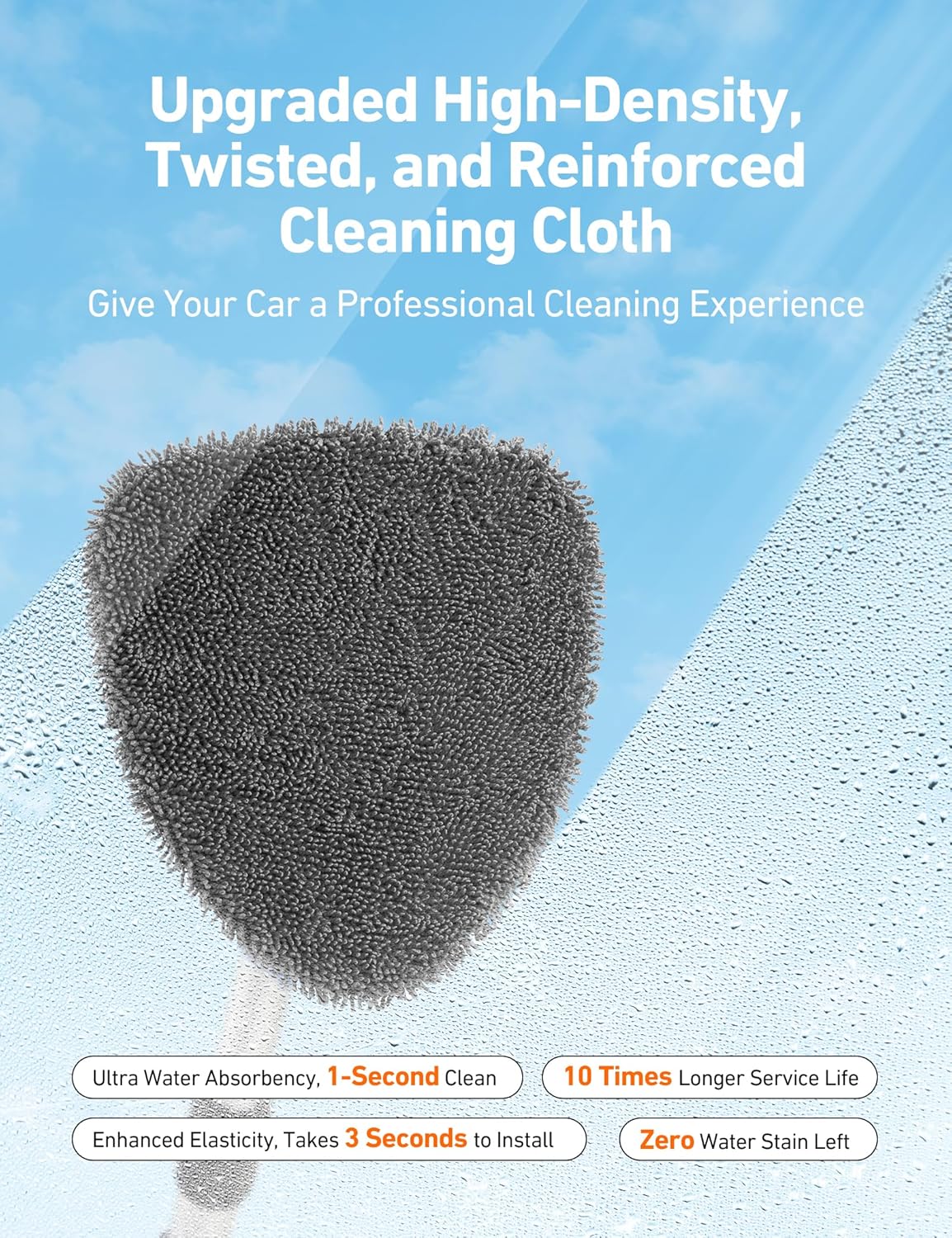 AstroAI Windshield Cleaner Tool, Car Interior Detailing Cleaning Kit with Extendable Handle and 4 Upgraded High-Density Reusable Microfiber Pads, Auto Glass Wiper Brush Kit for Cars, Gray, 15.9in-21in