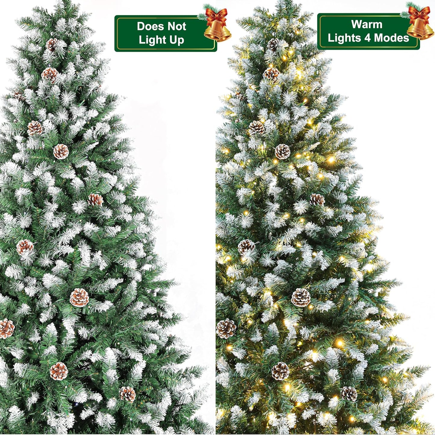 Prelit Pencil Christmas Tree with Lights, Skinny Artificial Christmas Tree, Indoor Fake Xmas Tree Holiday Decor (Regular Warm, 7.5FT)