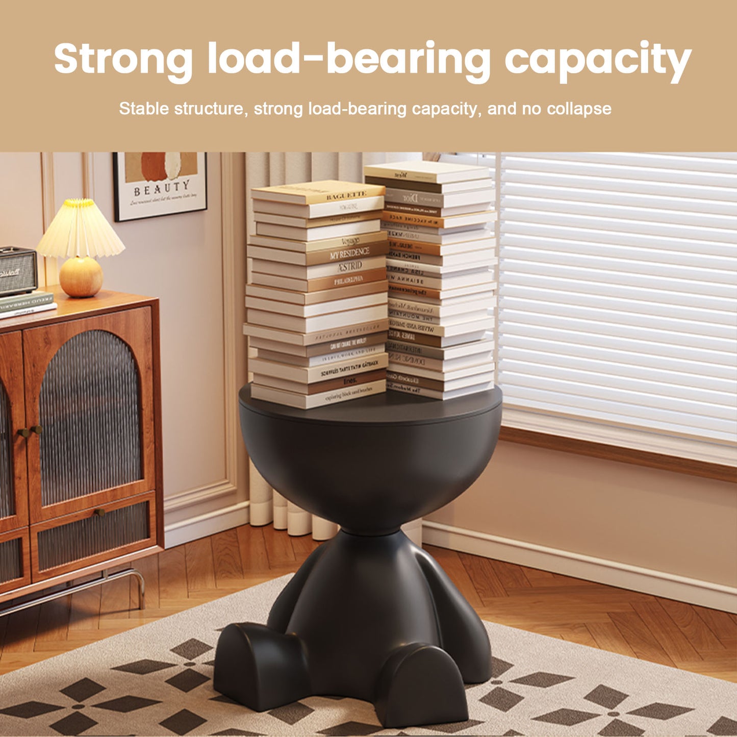 Mini Circle Side Table, Small Modern Bowl-Shaped Coffee Table, Sofa End Table Nightstand , Modern Bedside Home Decor for Living Room, Bedroom,Living Room (Black)