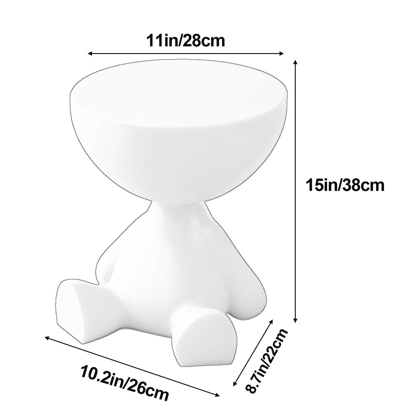 Mini Circle Side Table, Small Modern Bowl-Shaped Coffee Table, Sofa End Table Nightstand , Modern Bedside Home Decor for Living Room, Bedroom,Living Room (Black)