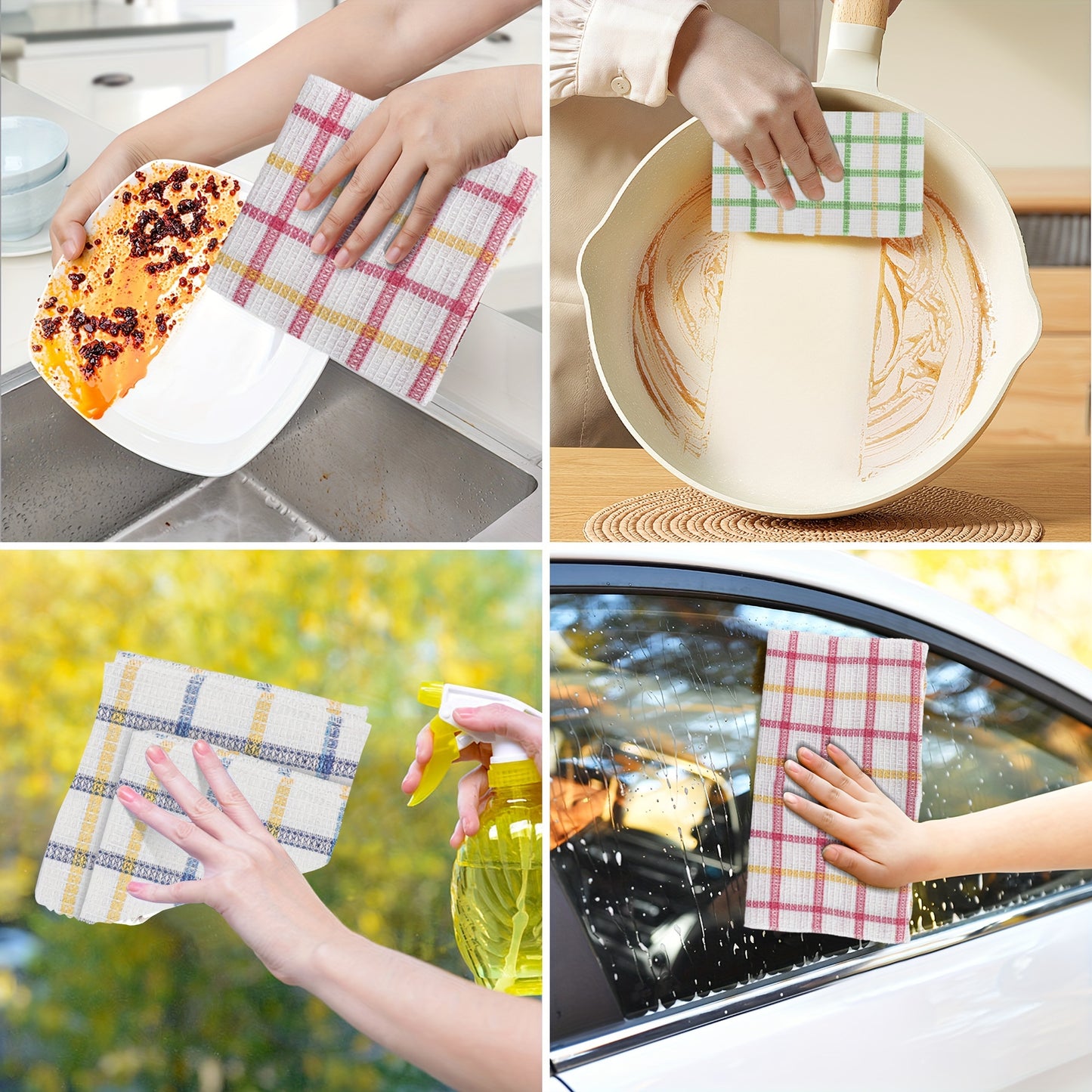 12pcs Kitchen Dish Cloths, Soft Absorbent Dishwashing Towel, Household Cleaning Tools, Reusable & Durable, 35cm/13in
