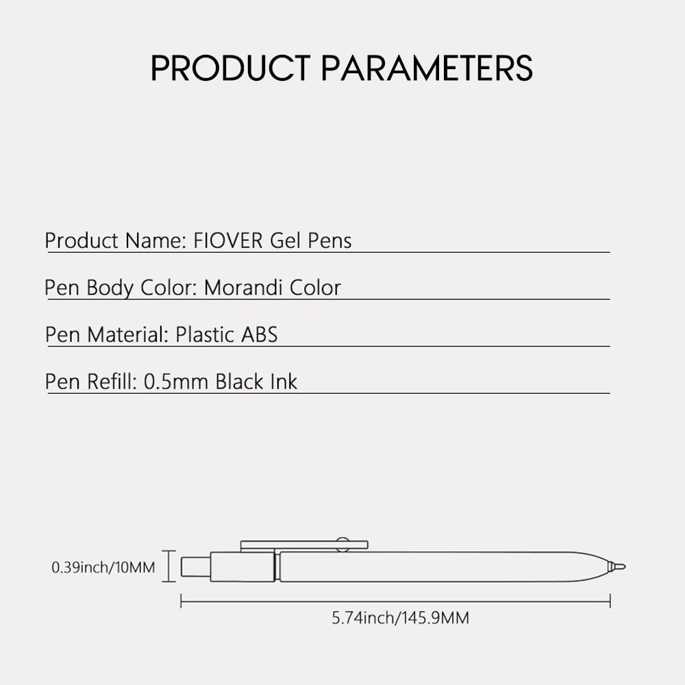 FIOVER Gel Pens, 5pcs 0.5mm Quick Dry Black Ink Fine Point Smooth Writing Pens High-End Series Ballpoint for Office School Supplies(Morandi)