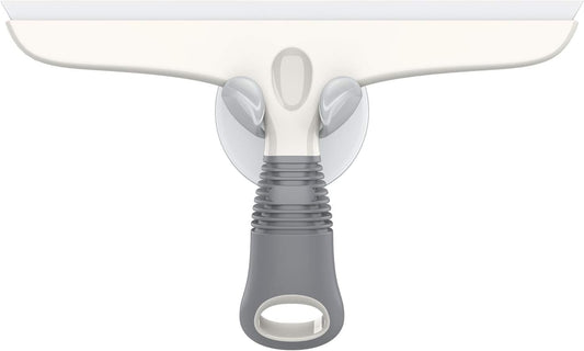 MR.SIGA Multi-Purpose Silicon Squeegee for Window, Glass, Shower Door, Car Windshield, Heavy Duty Window Scrubber, Includes Suction Hook, 10 inch, White & Gray, 1 Pack