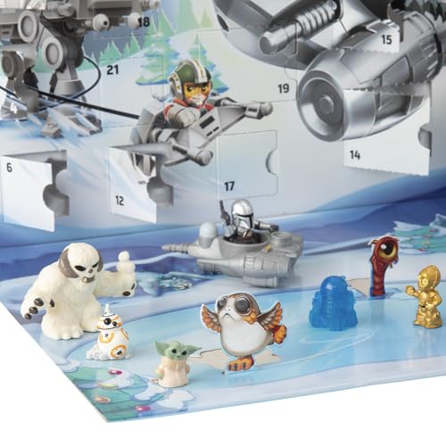 STAR WARS Advent Calendar, 24 Pieces Including Micro Figures & Vehicles, Countdown Calendar, Surprise Toys for Boys & Girls Ages 4+ ( Exclusive)