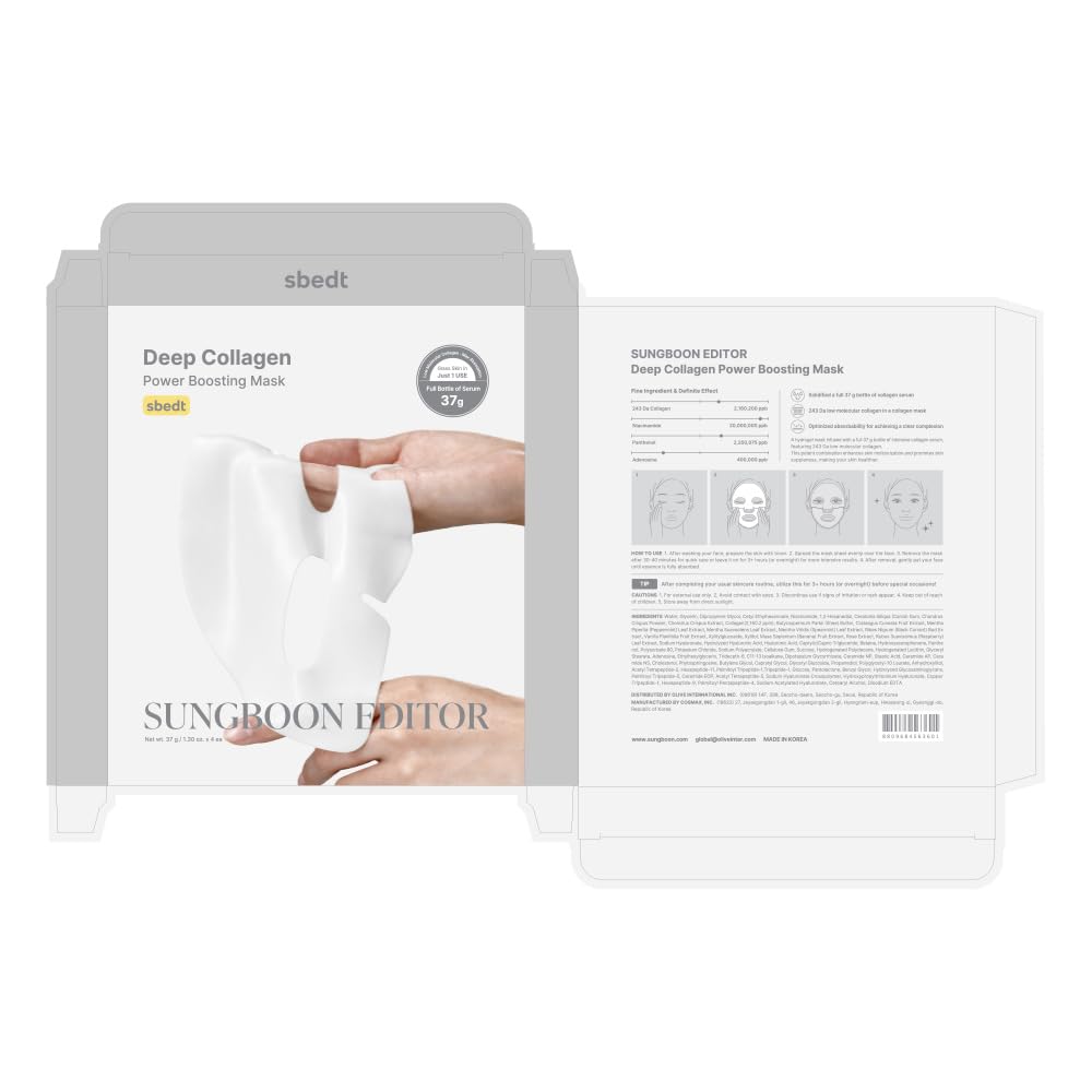 SUNGBOON EDITOR Deep Collagen Overnight mask 37gx4ea | Original Hydrating Collagen Face Mask | Real Collagen 2,160,000PPB for Elasticity |TikTok Trend Items Korean Skin Care