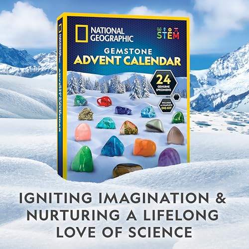 National Geographic 2026 Gemstone Advent Calendar with 24 Gems for Kids
