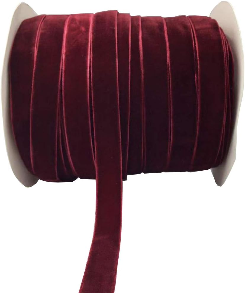 10 Yards Burgundy Velvet Ribbon Spool (Wine, 5/8