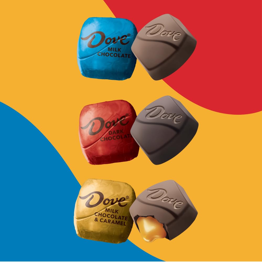 DOVE PROMISES Milk Chocolate, Dark Chocolate, and Milk Chocolate & Caramel Variety Assortment, 14.08 Oz Large Bag