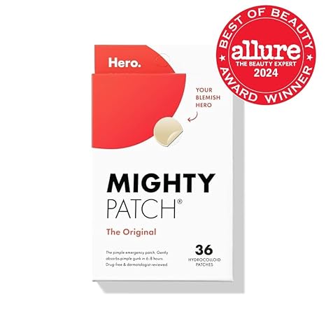 Mighty Patch™ Original patch from Hero Cosmetics – The #1 Hydrocolloid Acne Pimple Patch for Shrinking Zits and Whiteheads in 1 use; Nighttime Spot Stickers for Face and Skin (36 Count)