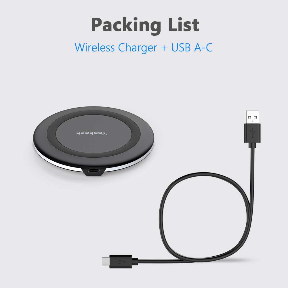 Yootech Wireless Charger,10W Max Wireless Charging Pad Compatible with iPhone 17/17 Pro/17 Pro Max/Air/16/15/14/13/SE 2022/12/11,Samsung Galaxy S25/S24/S23,for AirPods Pro 3(No AC Adapter)
