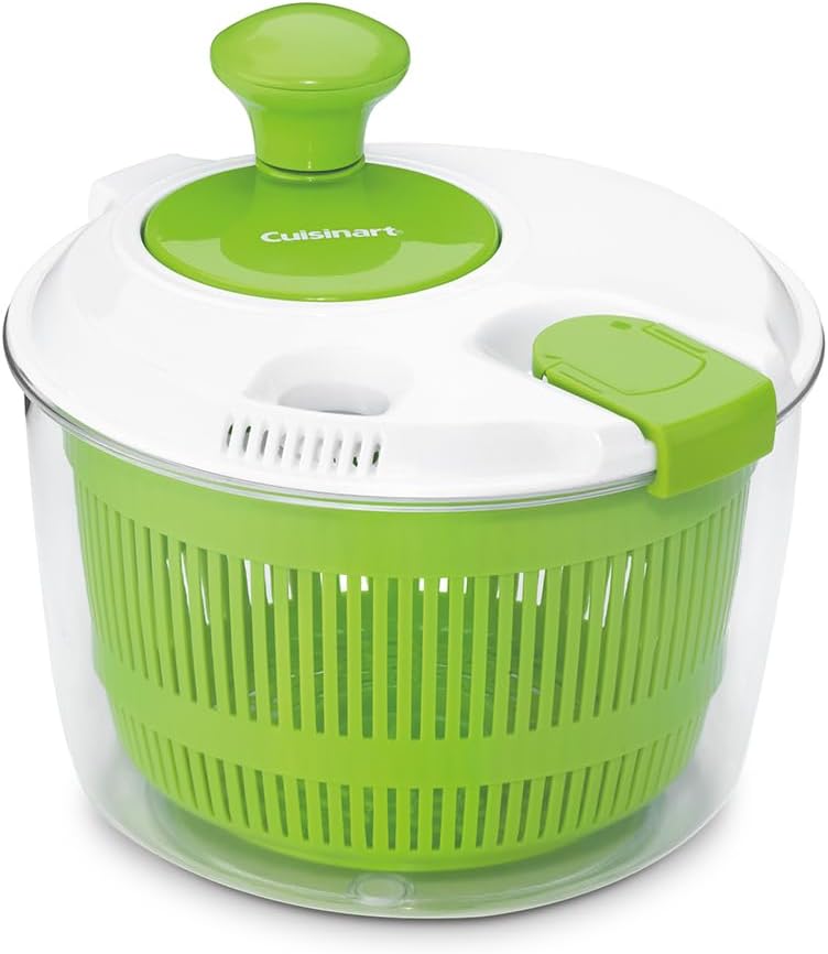 Cuisinart Large Spin Stop Salad Spinner- Wash, Spin & Dry Salad Greens, Fruits & Vegetables, 5qt, CTG-00-SAS1