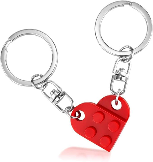 BOBIPRO Couples Matching Stuff Gifts - Red Heart Keychain, Matching Couple Heart Keychains Decorations Christmas Valentines Day Gifts for Boyfriend Girlfriend