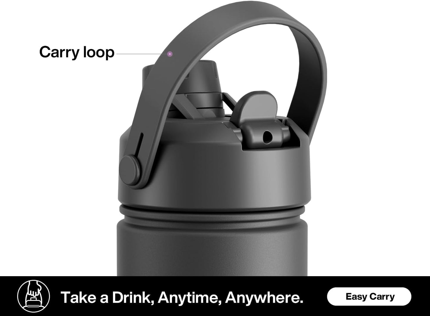 POWCAN 26 oz Insulated Water Bottle with 2-in-1 Straw and Spout Lid, Keep Cold 24H, Leak-Proof, Fits in Car Cup Holder, Stainless Steel Water Bottle for Sports, Travel, and School (Dark Knight)