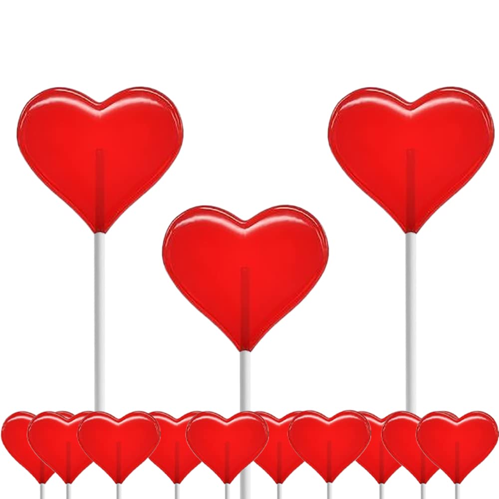 Fruidles Lollipops Mini Red Heart Shaped Strawberry Flavored Individually Wrapped, 5g 30 Lollipops Half-Pound