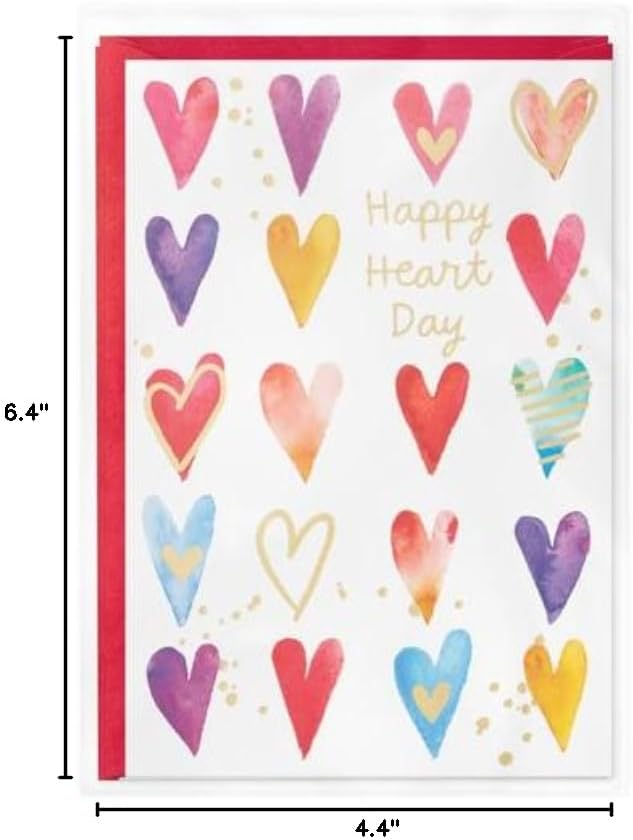 Hallmark Valentines Day Cards, Happy Heart Day (Pack of 6 Cards with Envelopes)