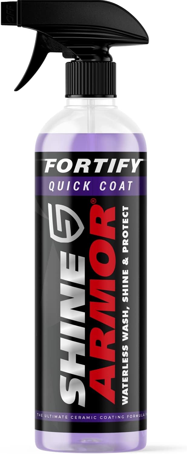 Car Wax Spray and Ceramic Coating for Cars - 3 in One Waterless Car Wash and Detailing for Maximum Shine - High Gloss Top Coat, Protective Auto Wax - 16FlOz by Shine Armor
