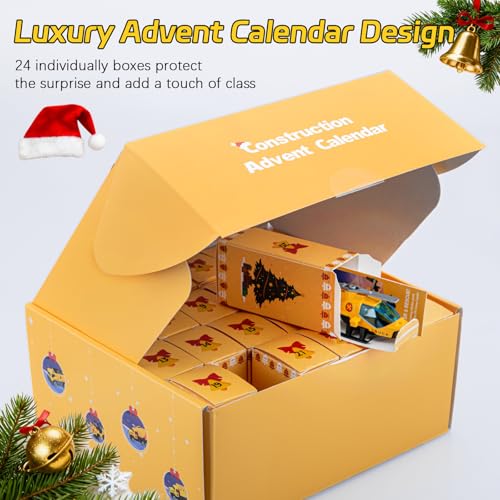Advent Calendar 2026 for Kids, 24 Days Christmas Countdown Calendar with Alloys Truck Construction Christmas Gift for Kids Boys Girls Children