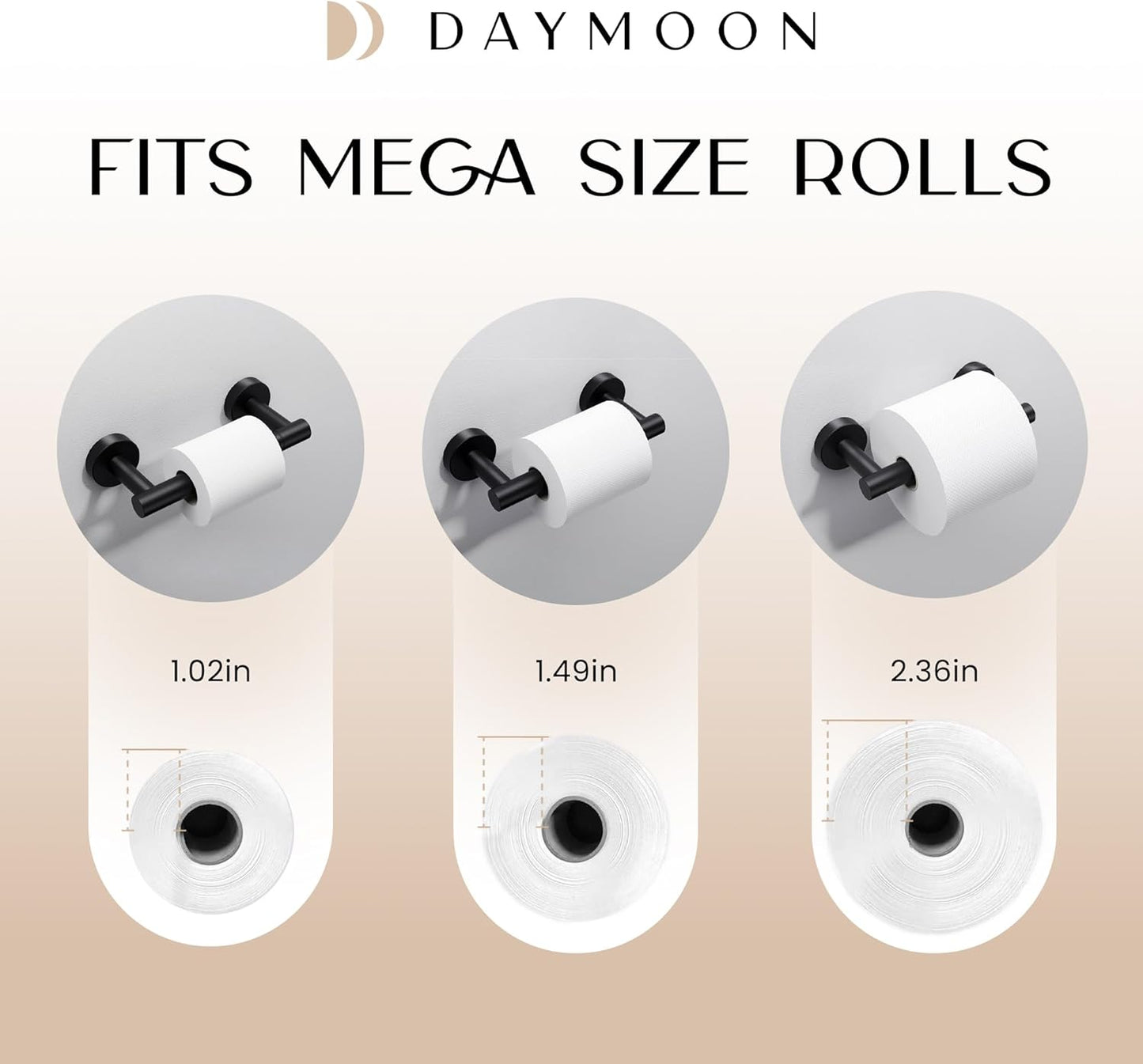 Day Moon Matte Black Toilet Paper Holder - Wall Mount Modern Roll Holder for Bathroom