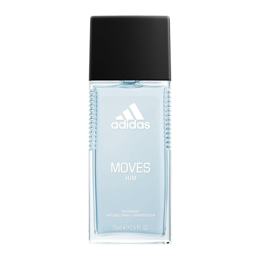 Adidas Moves Him Body Fragrance 2.5 fl oz (Pack of 1) , Notes of Green Apple, Cedarwood, Musk, Men's Fragrance, Long Lasting, Sporty Fragrance, Travel Size