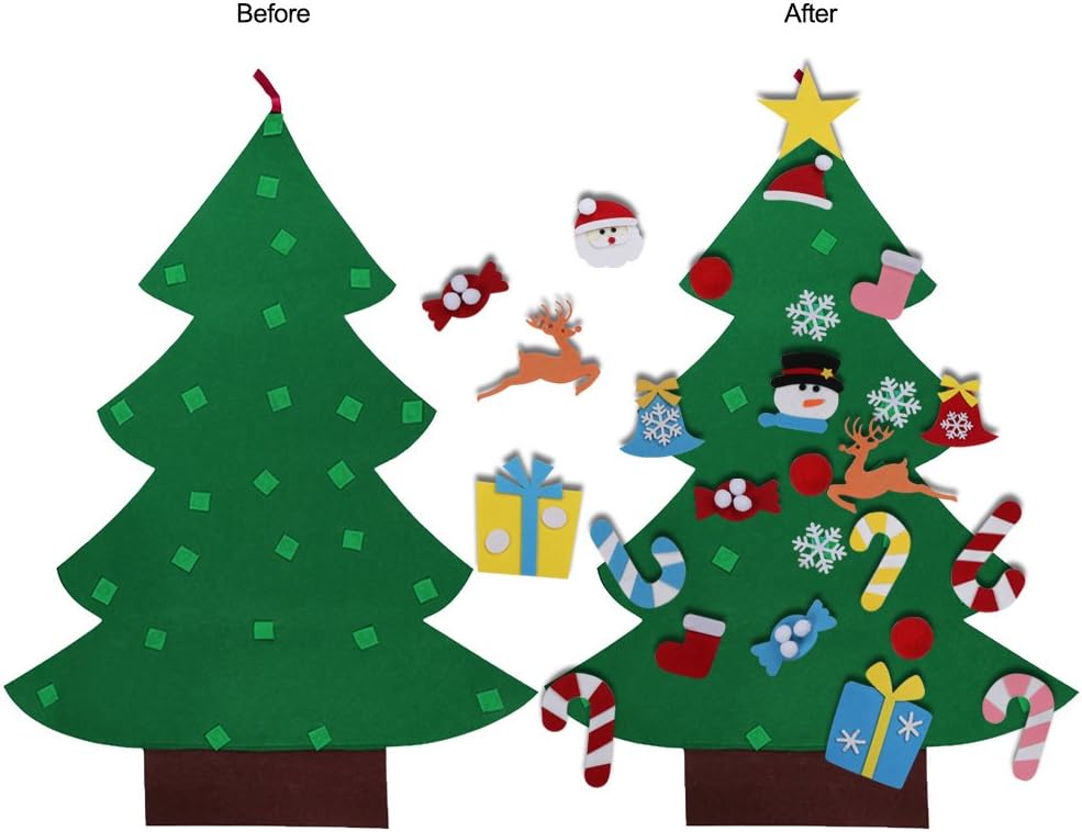 Aytai DIY Felt Christmas Tree Set with Ornaments for Kids, Xmas Gifts, New Year Door Wall Hanging Decorations