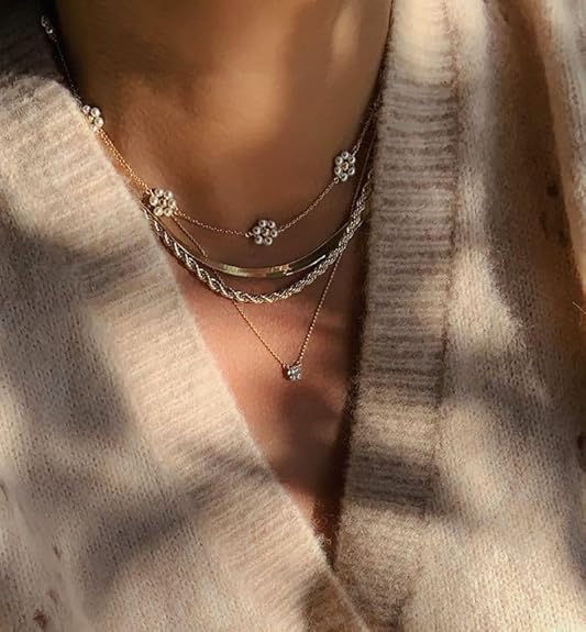 SmileBelle Pearl Necklaces for Women, Daisy Pearl Choker as Valentines Day Gifts for Teens, Silver Daisy Pearls Jewelry Trendy Stuff Birthday Gifts 3 Pearls White Necklace as Wedding Jewelry