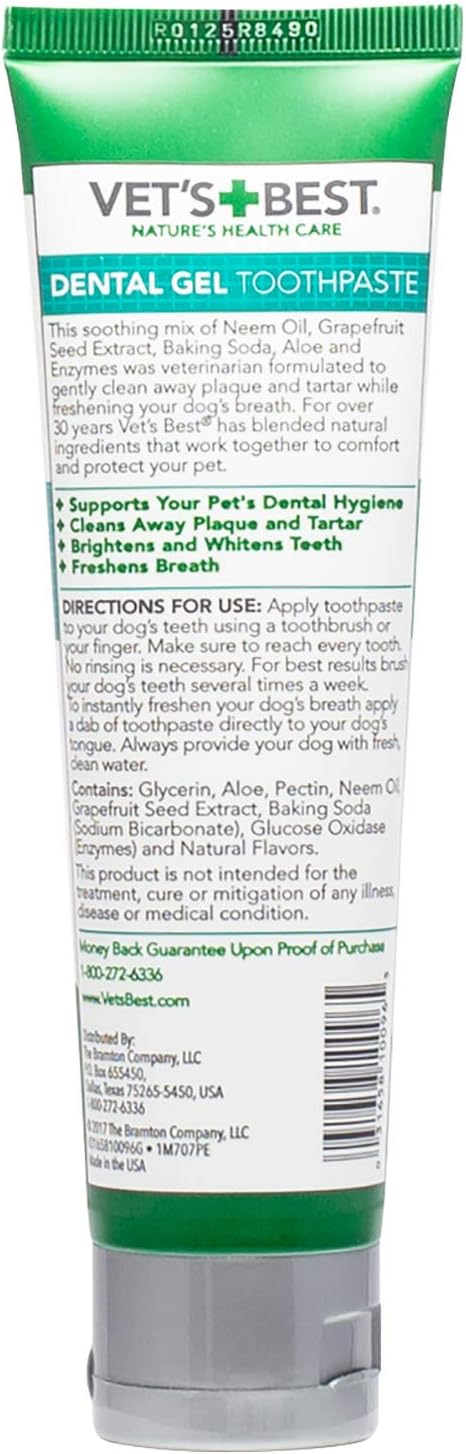 Vet's Best Dog Toothpaste & Dog Toothbrush, Dental Kit, Plaque Remover for Teeth, Whitens Teeth, Freshens Canine Breath, Veterinarian Formula, Finger Toothbrush Included