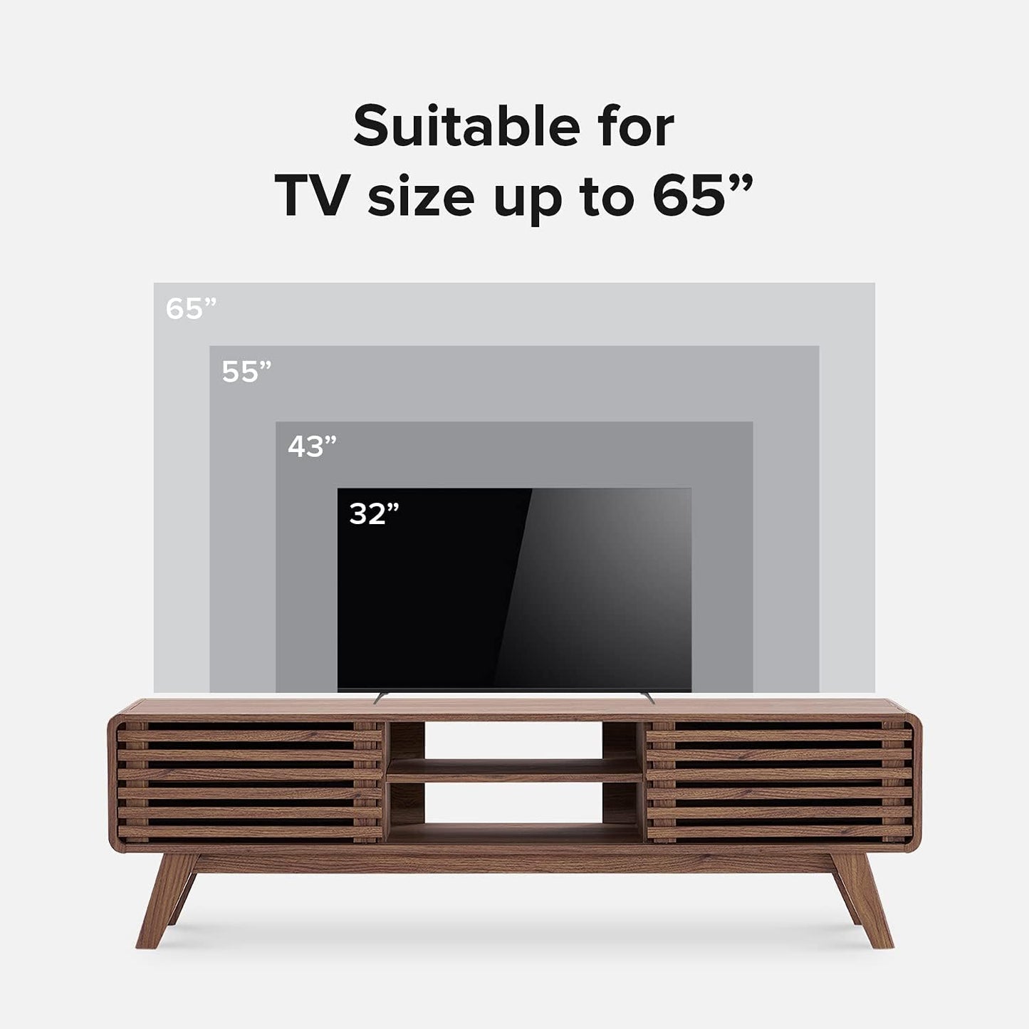 mopio Ensley TV Stand, Mid Century Modern for 55/60/65 inch TV, Farmhouse TV Stand, Entertainment Center with Storage, TV and Media Console for Living Room (Walnut, 59" Low)