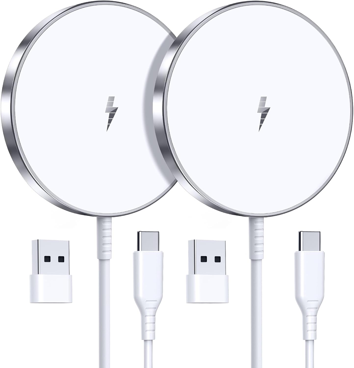 Magnetic Wireless Charger 15W Fast Mag Safe Charger for Cell iPhone 17 Pro Max/17 Pro/17 Air/17/16/15/14/13/12 Series 2 Pack Charging Pad for AirPods 3/2/Pro 2/Pro Mag-Safe Original Replacement