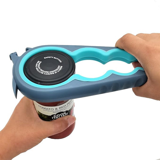 Otstar Jar Opener Bottle Opener and Can Opener for Seniors, Mutil Jar Opener Get Lids Off Easily (Blue and Grey)