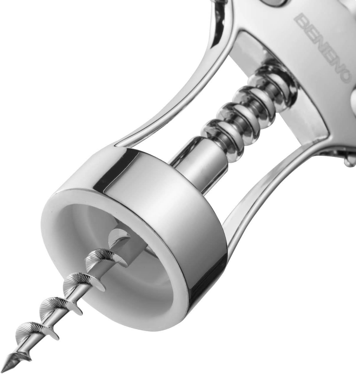 Beneno Wine Opener, Zinc Alloy Premium Wing Corkscrew with Multifunctional Bottles Opener, Sharp Wine Corkscrew with Ergonomic Non-Slip Wing Handle, Silver