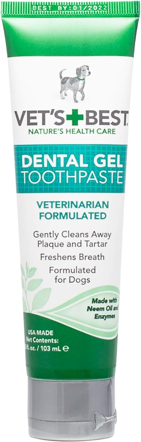 Vet's Best Dog Toothpaste & Dog Toothbrush, Dental Kit, Plaque Remover for Teeth, Whitens Teeth, Freshens Canine Breath, Veterinarian Formula, Finger Toothbrush Included