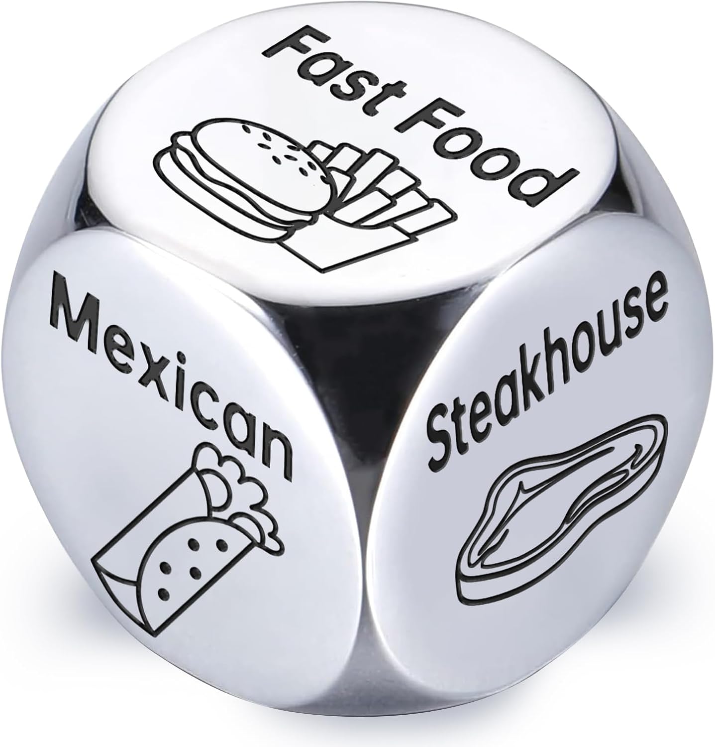 Valentines Day Gifts for Him Her: Steel Food Decision Dice Funny Gifts for Men Women Couple Girlfriend Boyfriend Husband Wife Anniversary Birthday Wedding Fathers Day Christmas Stocking Stuffers