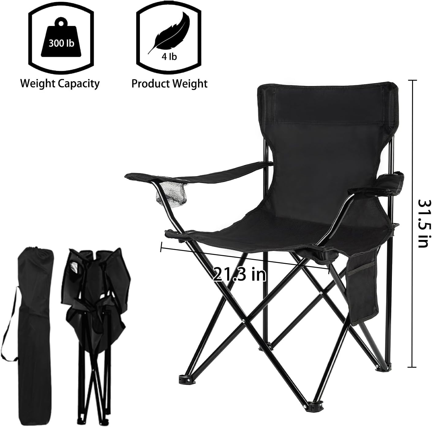 Damei century 4Pack Folding Camping Chairs-Lightweight, Installation-Free, Portable Chair for Beach, Lawn, Outdoor Sports