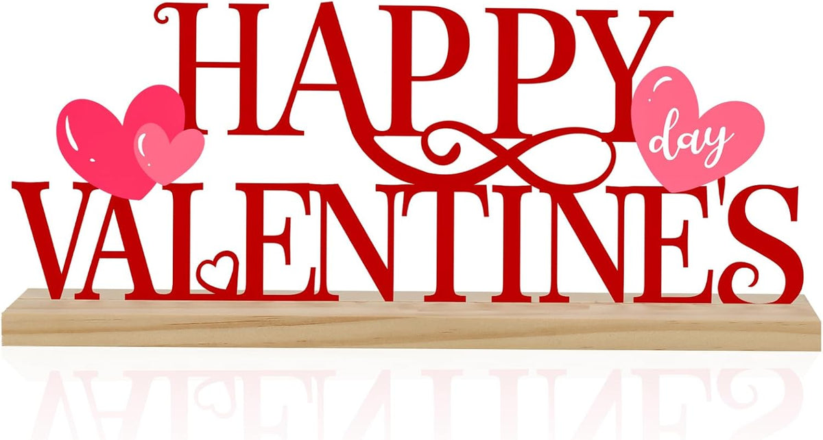 COCHIE Metal Happy Valentine's Day Sign, Valentines Day Decorations for Home, Party, Shelf, Mantel, Indoor, Valentine Heart Decor, Valentines Day Table Top Decoration (Valentine)
