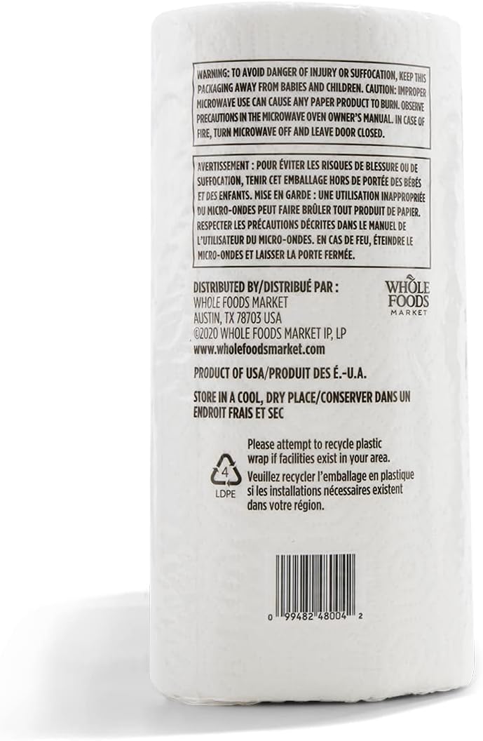 365 by Whole Foods Market, 100% Recycled Jumbo Paper Towels, Ultra-Strong, 135 Sheets per Roll, 3 Count