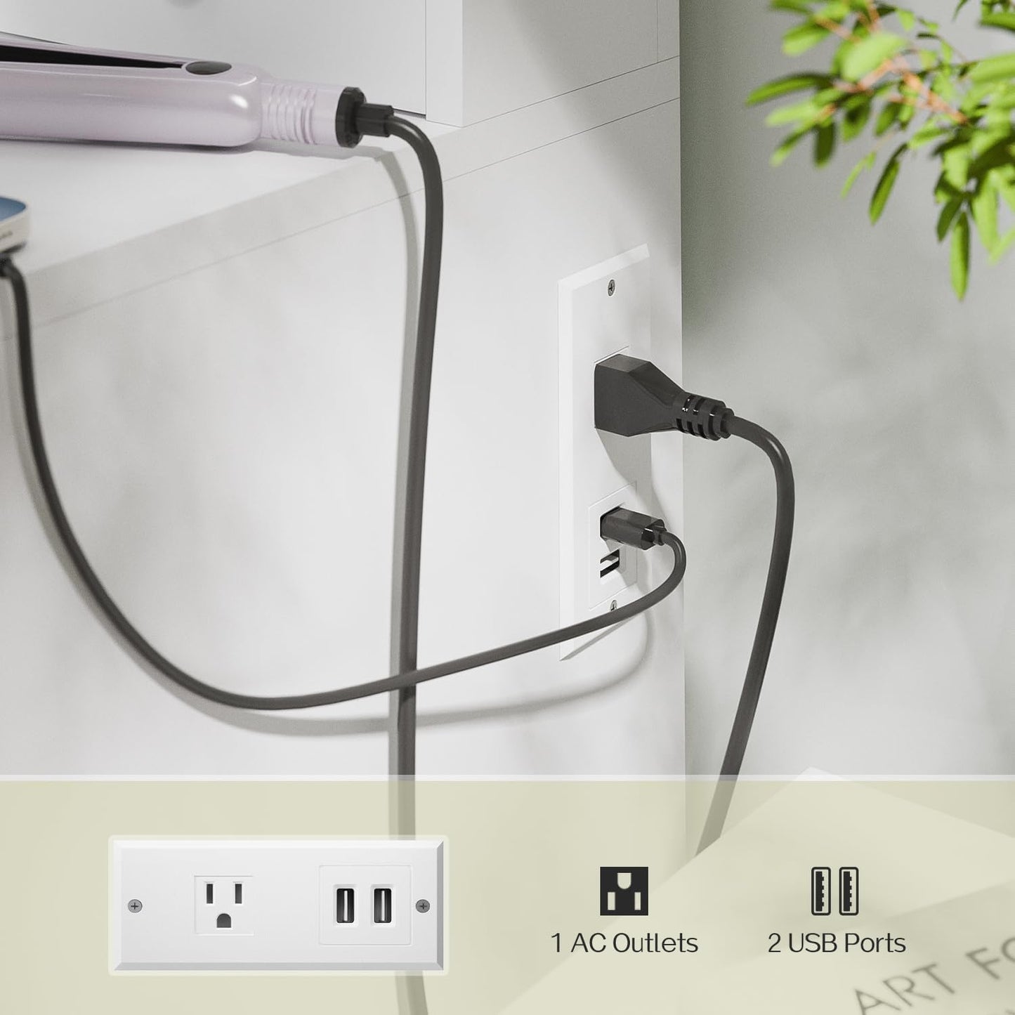 Haewon Vanity Desk with Mirror and LED Lights, White Makeup Vanity with Power Outlet, Storage Drawers and Chair, Dressing Table Set for Bedroom Dressing Room