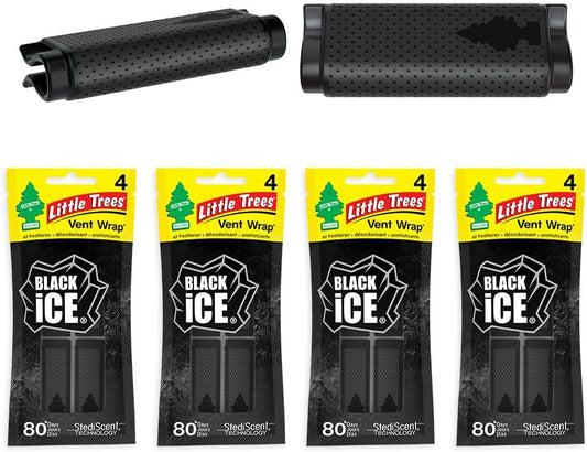 LITTLE TREES Car Air Freshener | Vent Wrap Provides Long Lasting Scent, Invisibly Fresh | Black Ice, 16 Air Fresheners