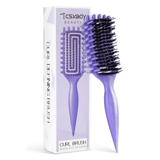 Curly Hair Brush,Curl Defining Brush for Effortlessly Defined Curls & Waves,Vented Hair Brush for Wet & Dry Hair,Women and Men,Reduces Frizz (Purple)