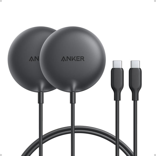 Anker Zolo Magnetic Wireless Charger, 2-Pack Qi2 Certified 15W MagSafe-Compatible Wireless Charging Pad, for iPhone 17/16/15/14/13 Series, AirPods, and More (Not for Pixel, Adapter Not Included)