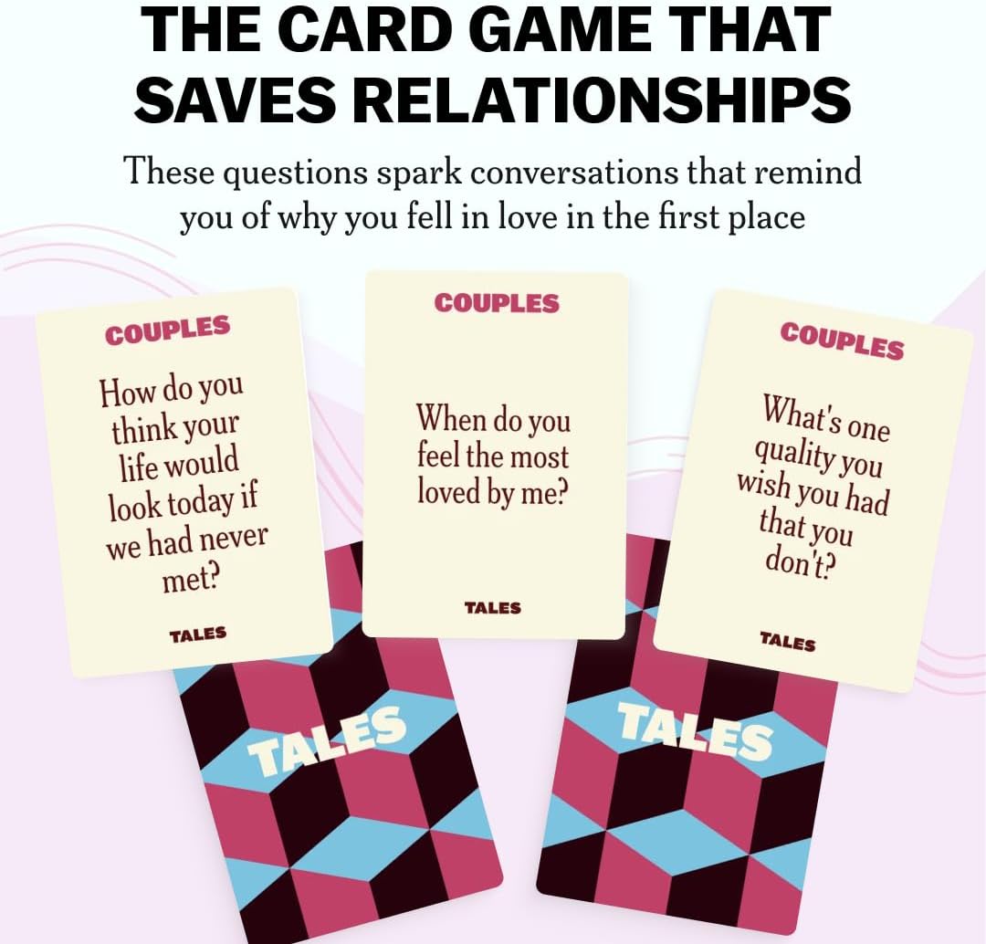 TALES 150 Conversation Starter Cards, Couples Edition, Valentines Day Gift for Couples, Games for Adults, Date Night Ideas, Anniversaries, and Quality Time Together, Prompts for Deeper Connection