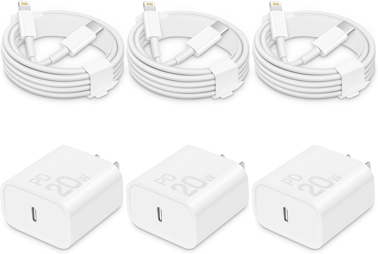 i Phone Charger Fast Charging-20W USB-C Block with 6 Ft Cord [MFi Certified] Compatible with i Phone 14/13/12/11/X Series, i Pad & More [3 Pack]
