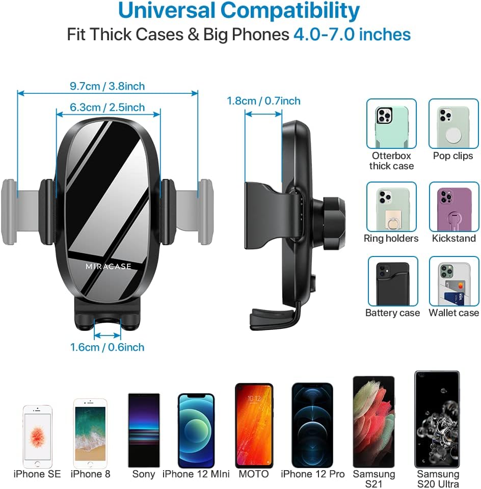 Miracase Upgraded Version Cup Phone Holder for Car, Universal Adjustable Long Neck Car Phone Mount Cradle Friendly Compatible with iPhone Samsung Google and All 4.0-7.0 inches Smartphones