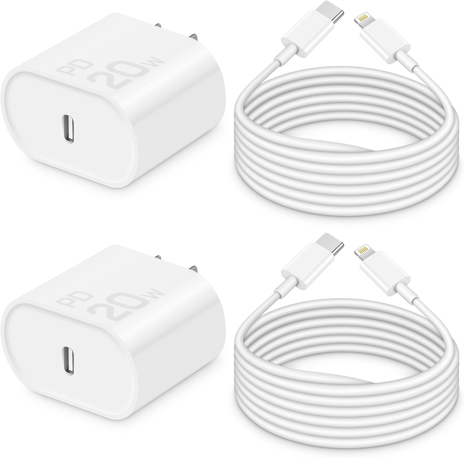 i Phone Charger 10Ft Fast Charging, MFi-Certified, 20W PD Block with 10Ft Cable, Type C Travel Plug & Ligt ning Cord for i Phone 14/13/12/11, i Pad & More [2 Pack]